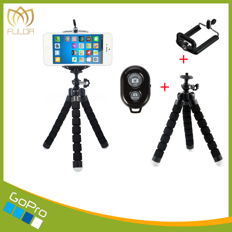 Mobile phone Bluetooth wireless self-timer tripod camera remote control clip sponge eight-claw self-timer desktop stand