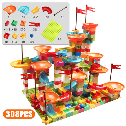Children's ball slide building block large particle assembled track model compatible with Lego children's educational toys